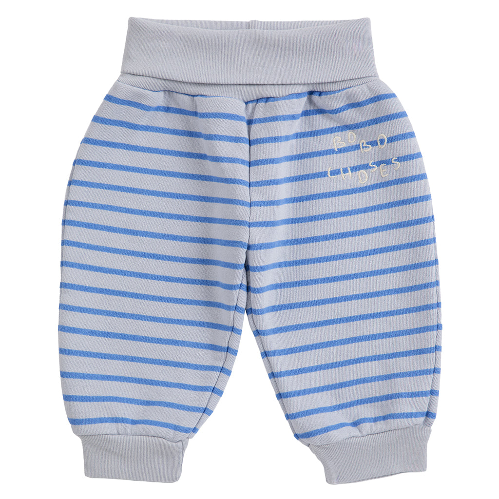 Bobo Choses Baby Sweatpants Light Heather Grey With Blue Stripes