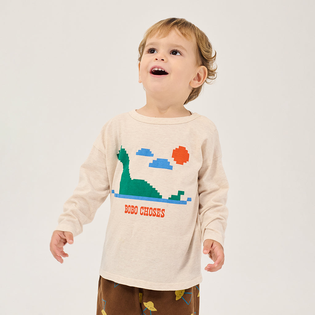 Bobo Choses Baby T-shirt Lake Monster Print Cream