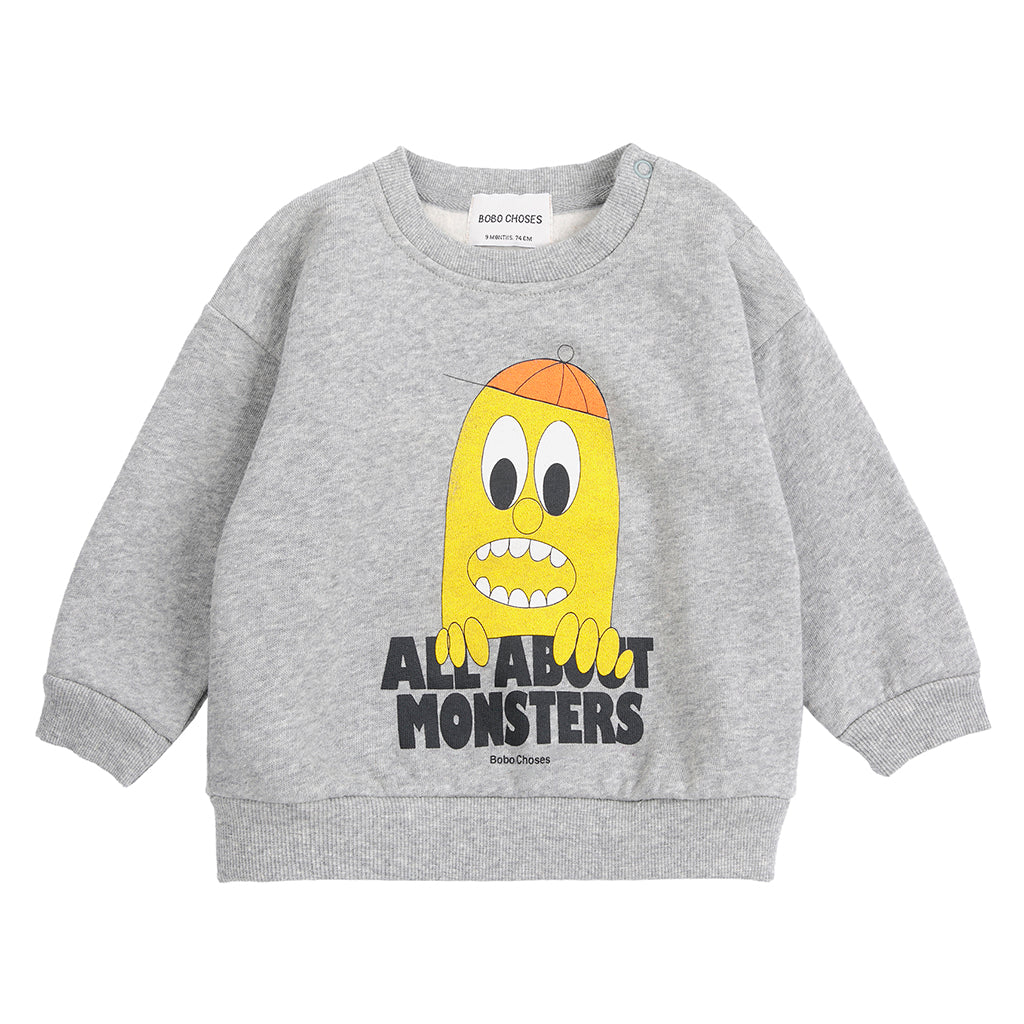 Bobo Choses Baby Sweatshirt Bigtooth Lemon Print Light Heather Grey