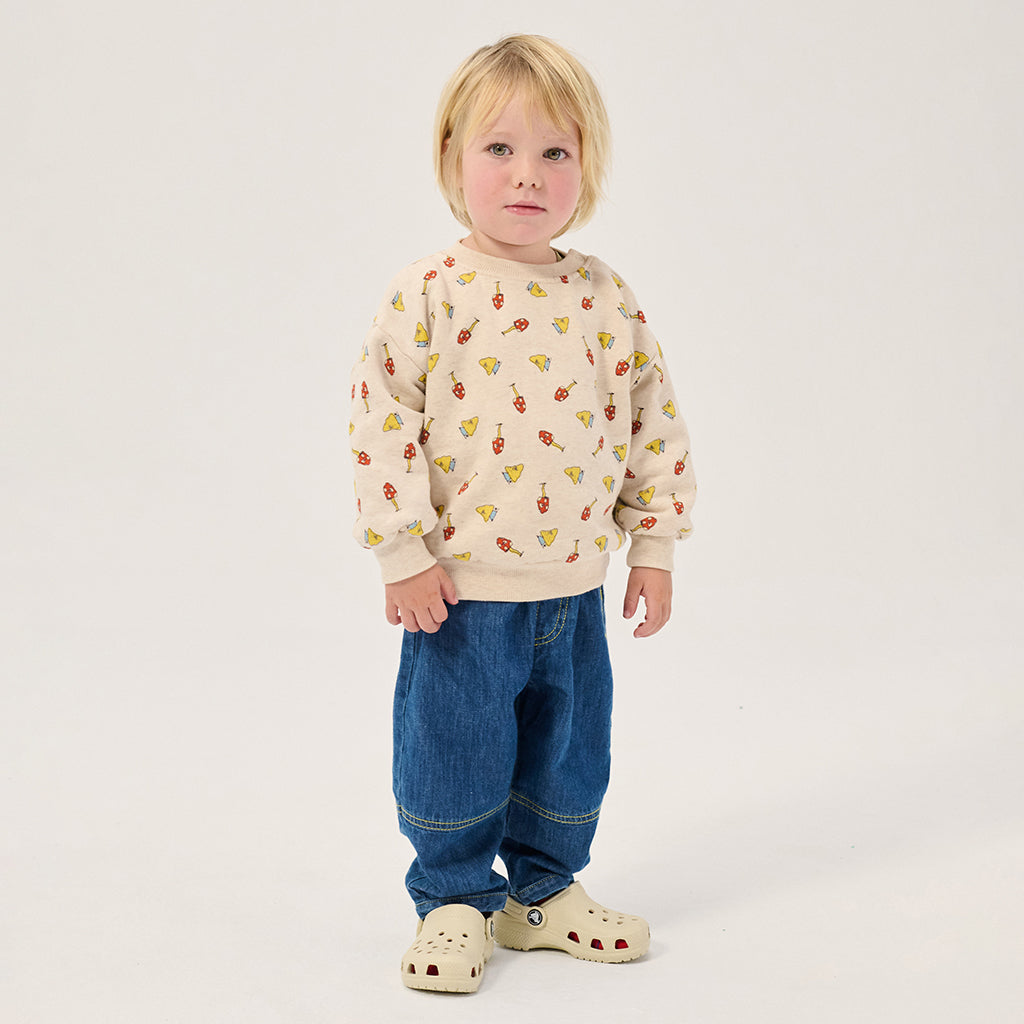 Bobo Choses Baby Denim Pants With Taxi Saurus Tag Midnight Blue