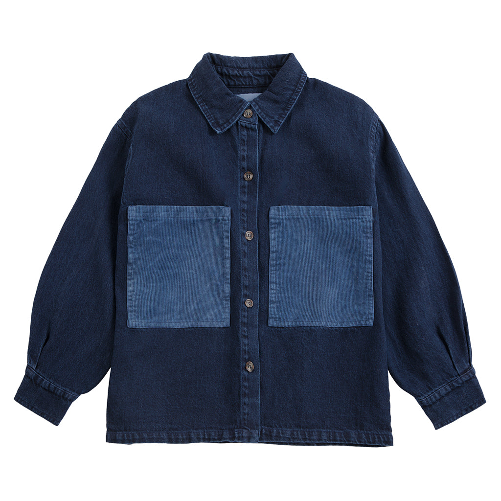 Bobo Choses Child Denim Shirt With Booo Bo Choses Tag Midnight Blue