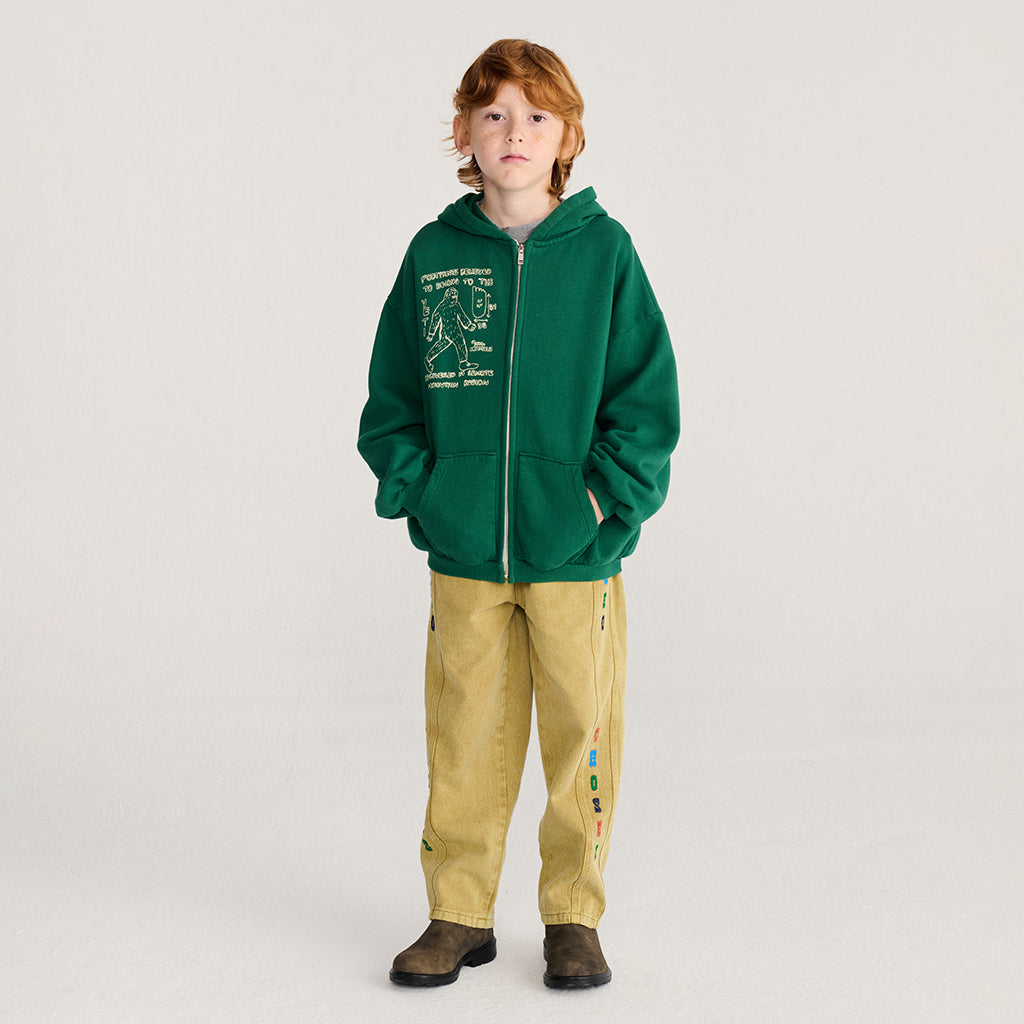 Bobo Choses Child Hooded Sweatshirt Mr. Footish Print Dark Green