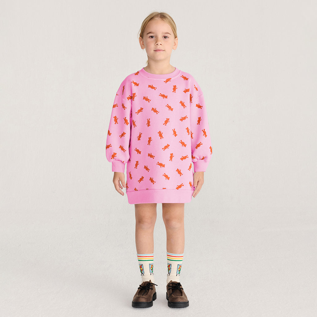 Bobo Choses Child Sweatshirt Dress All Over Softpaw Monster Print Light Blue
