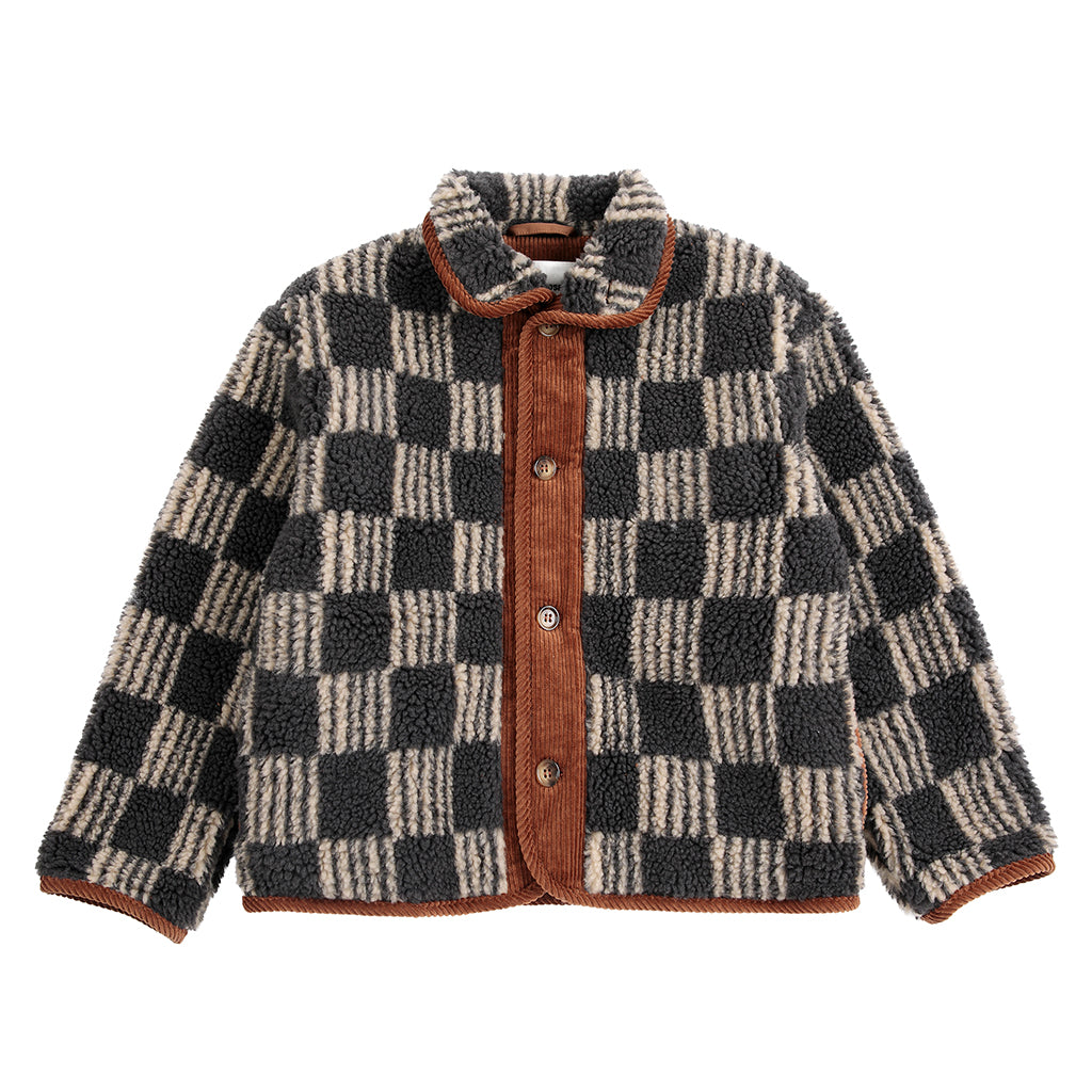 Bobo Choses Child Teddy Jacket All Over Almost Moiré Print Dark Grey