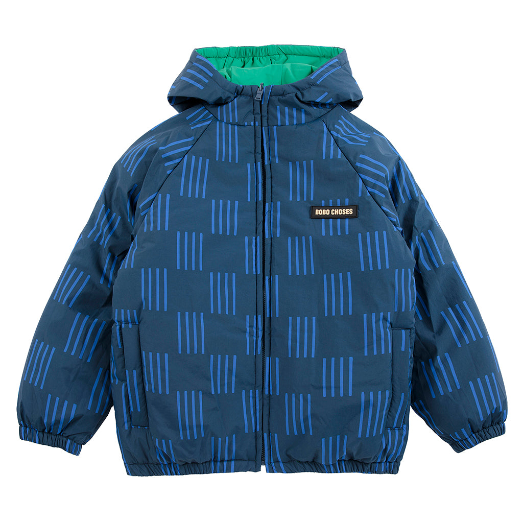 Bobo Choses Child Reversible Jacket All Over Almost Moiré Print Navy Blue
