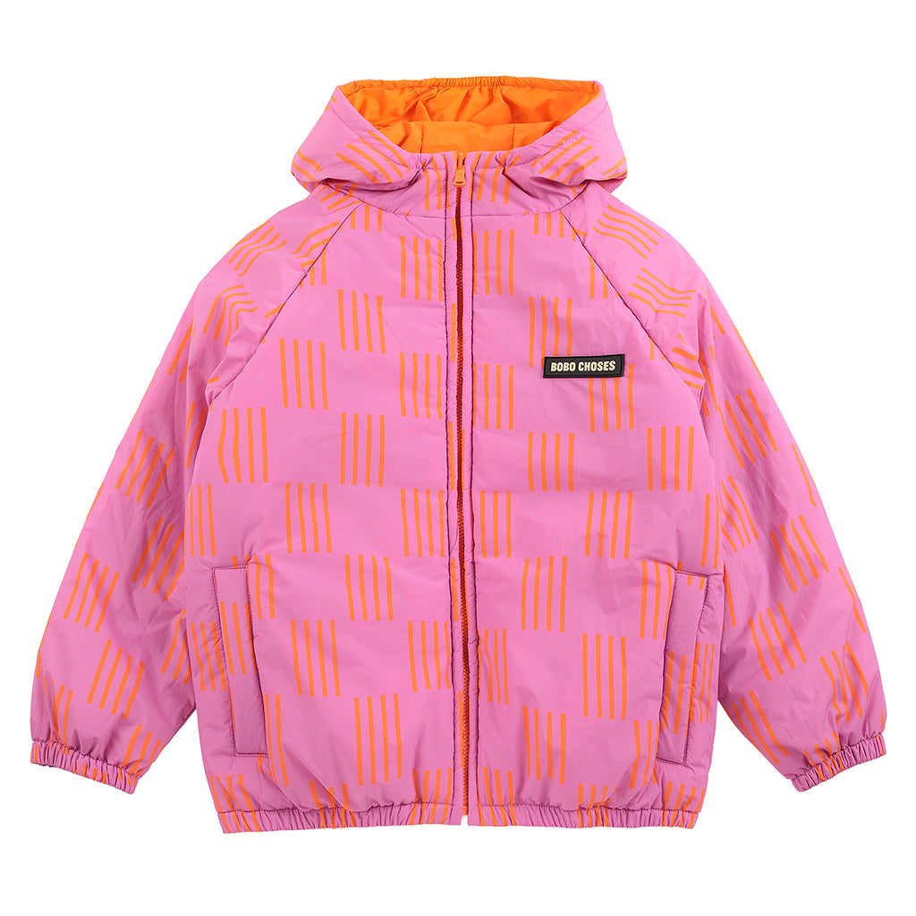 Bobo Choses Child Reversible Jacket All Over Almost Moiré Print Fuchsia Pink