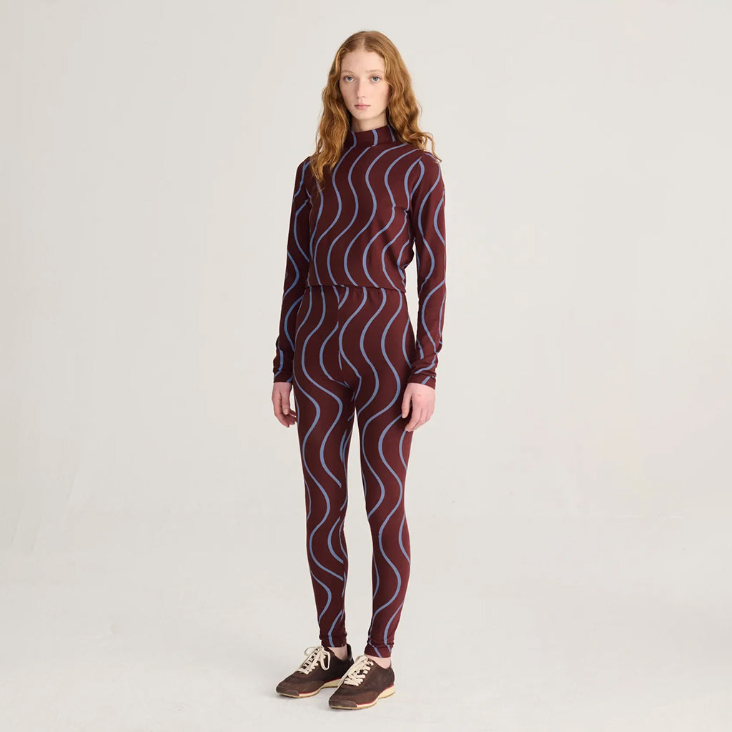 Bobo Choses Woman Turtleneck T-shirt Psicodelic Stripes Burgundy Red