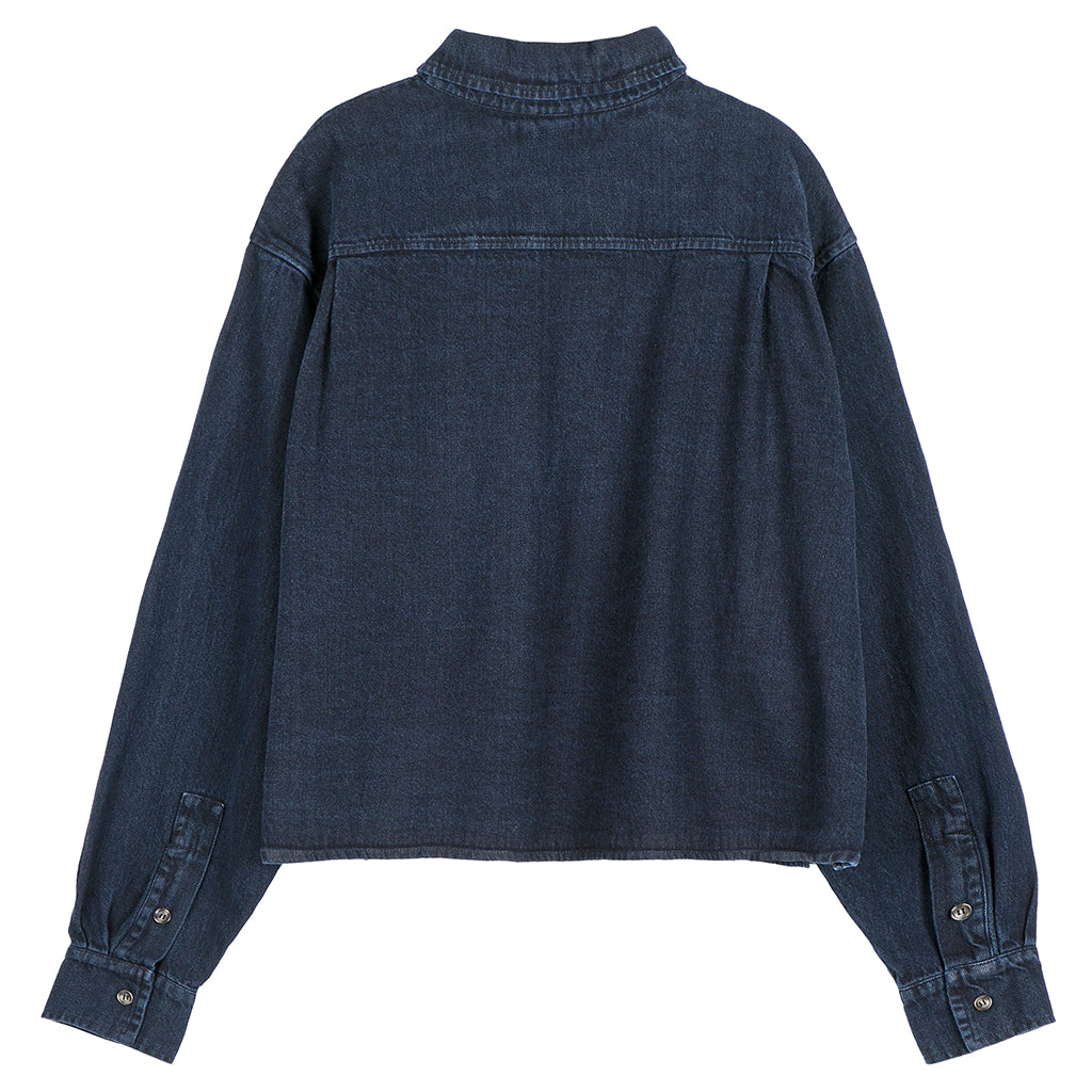Bobo Choses Woman Denim Shirt With Corduroy Pockets Midnight Blue