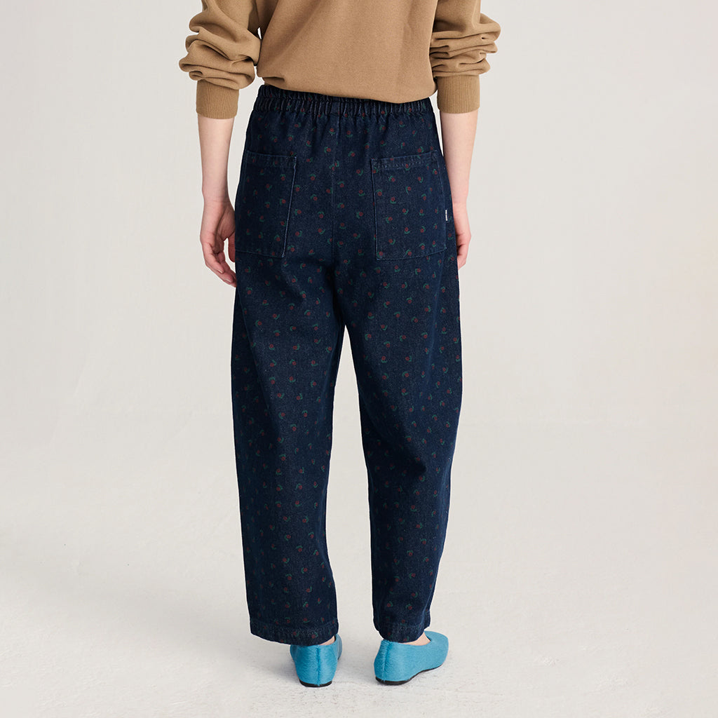 Bobo Choses Woman Denim Cocoon Pants All Over Swamp Whirl Print Navy Blue
