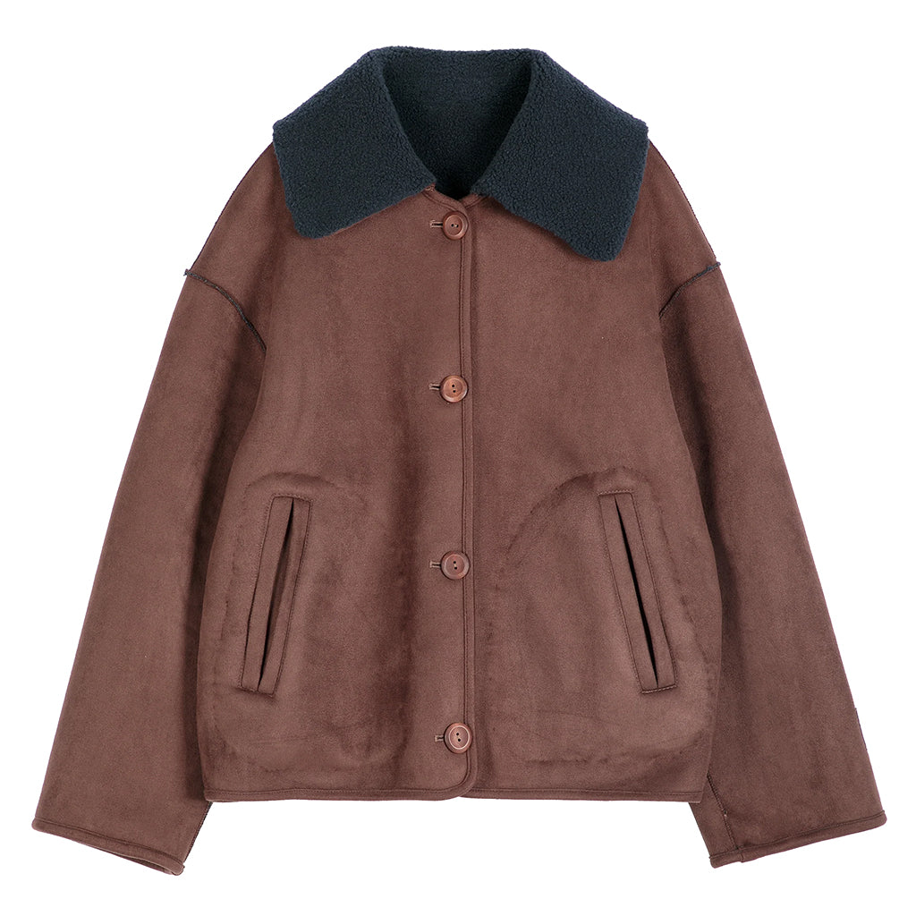 Bobo Choses Woman Reversible Teddy Jacket Dark Brown