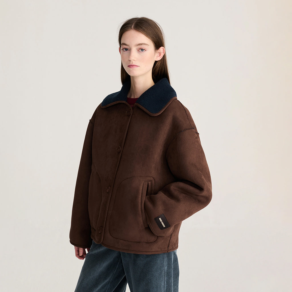 Bobo Choses Woman Reversible Teddy Jacket Dark Brown