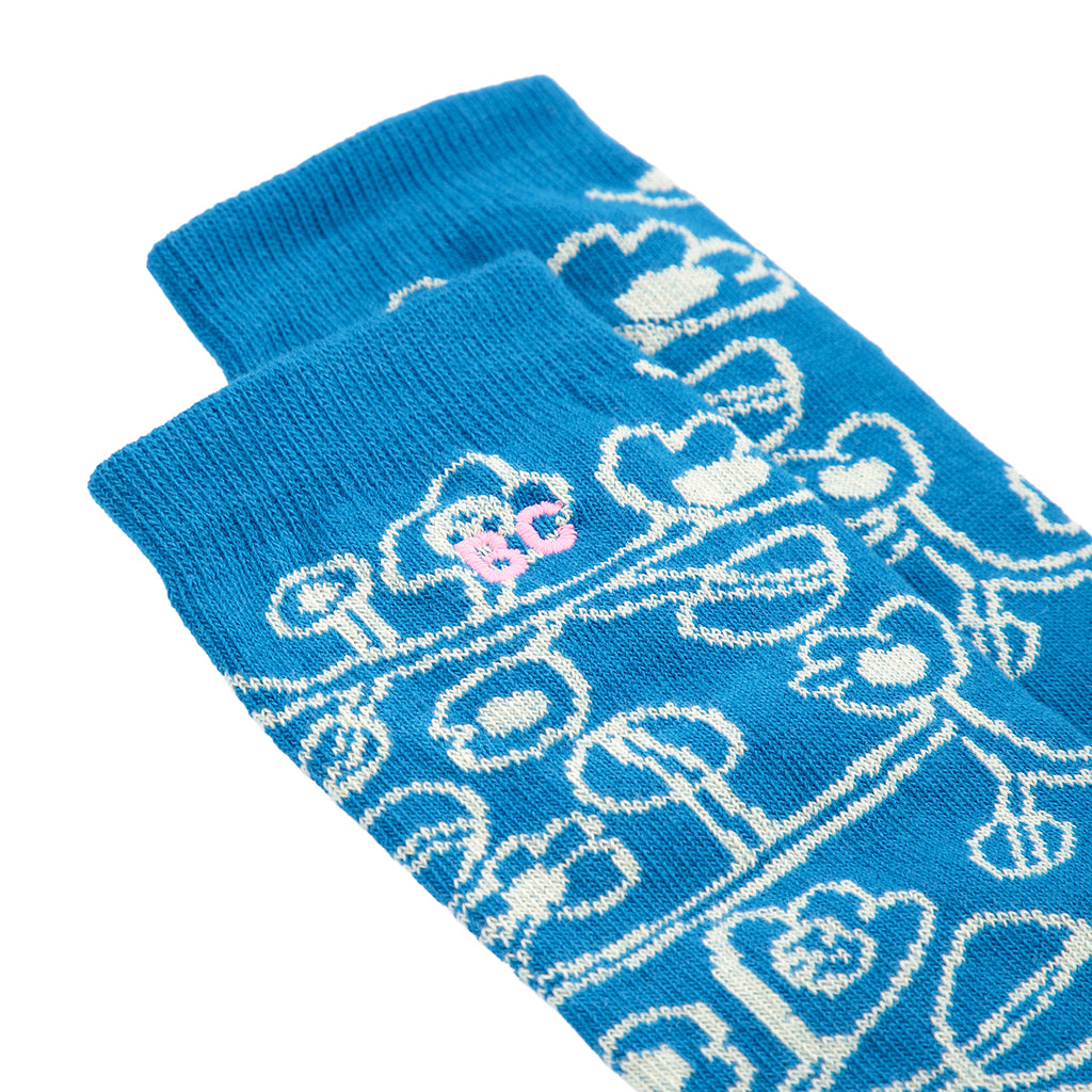 Bobo Choses Child Long Socks All Over Sketchy Flowers Print Light Blue