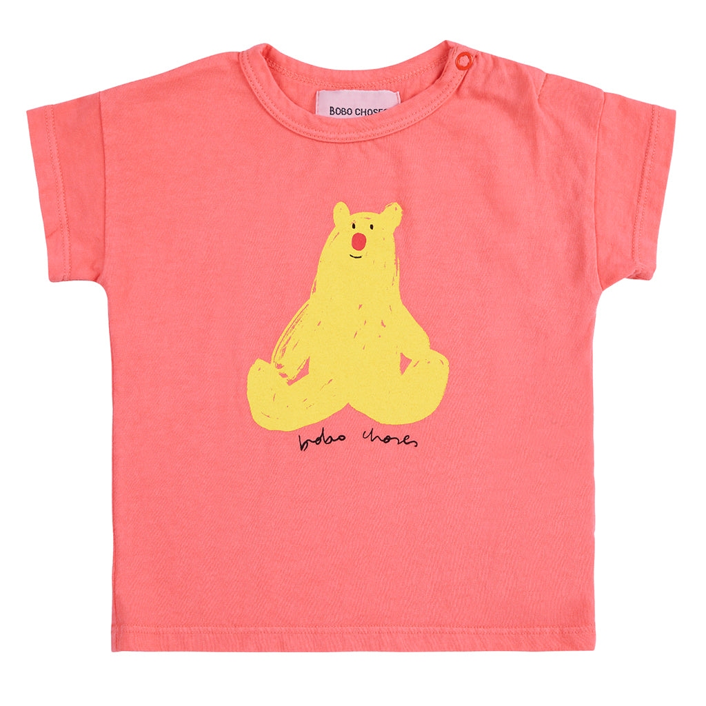 Bobo Choses Baby Hug Me Bear T-shirt Coral Pink
