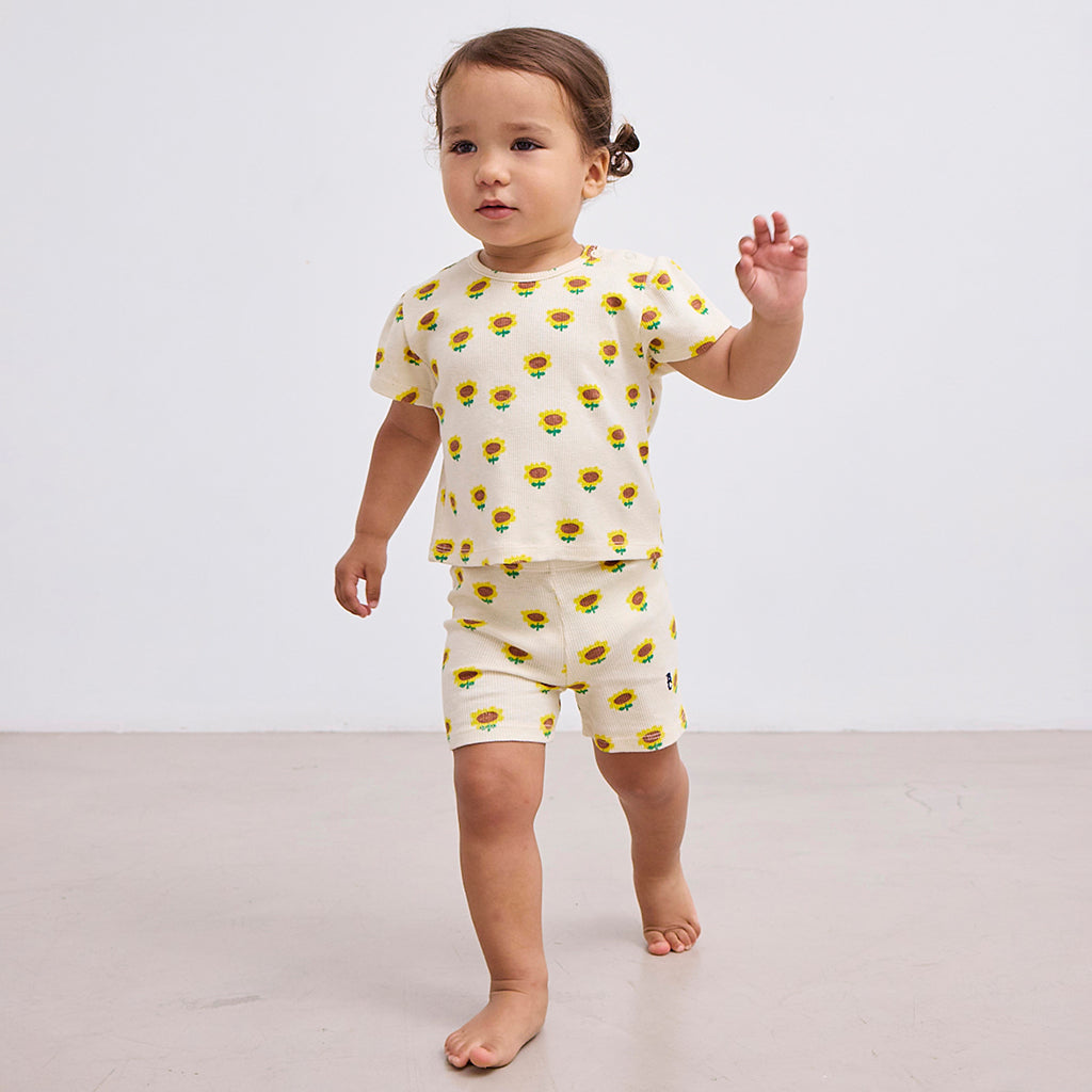 Bobo Choses Baby Sunflower All Over Balloon Sleeve T-shirt Beige