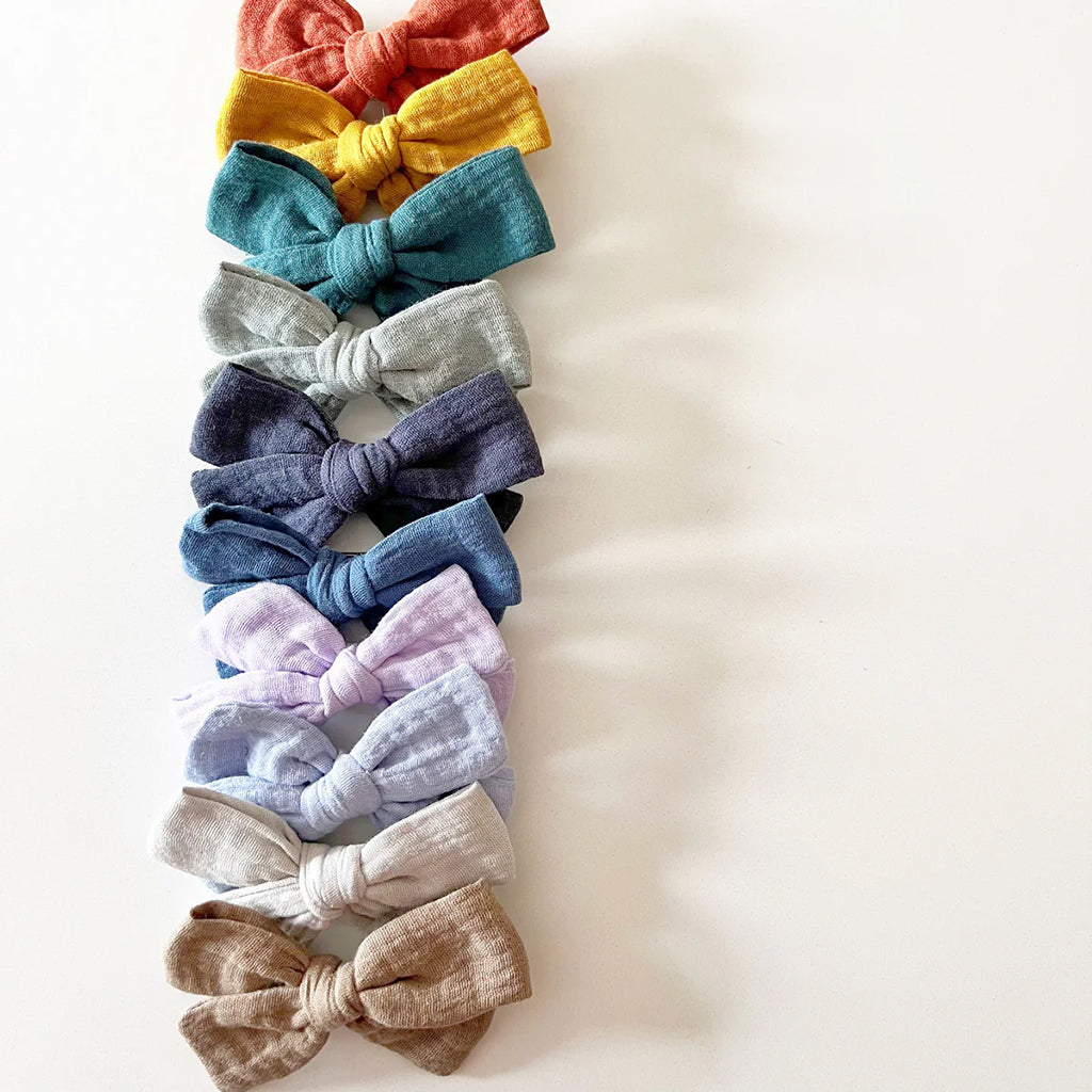 Bohemian Babies Muslin Hair Bow With Clip Periwinkle Blue