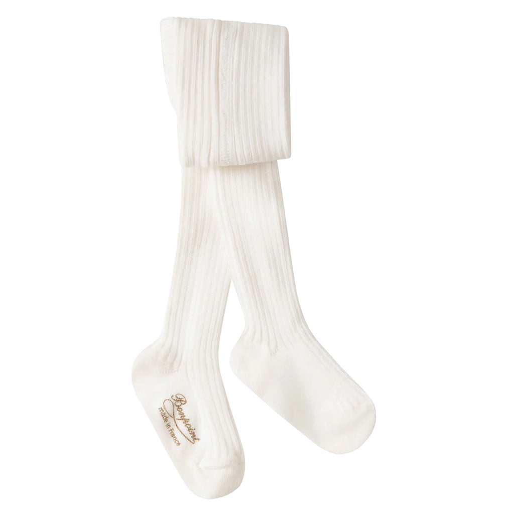 Bonpoint Baby Ribbed Tights Milk White