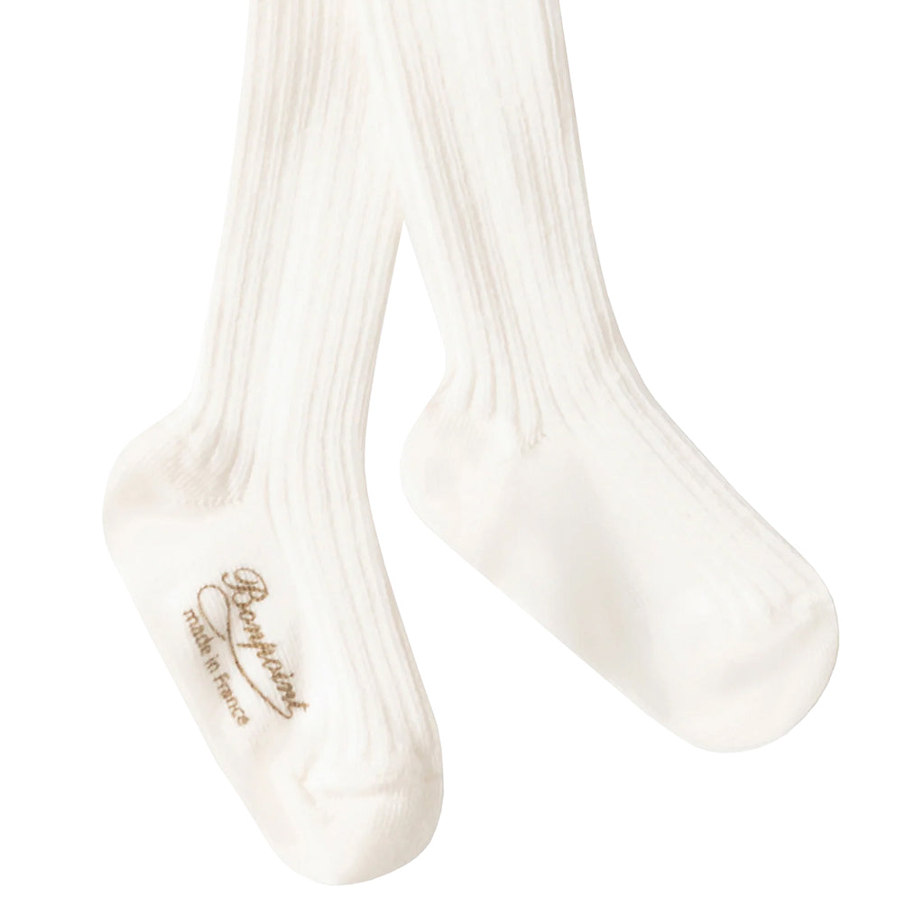 Bonpoint Baby Ribbed Tights Milk White