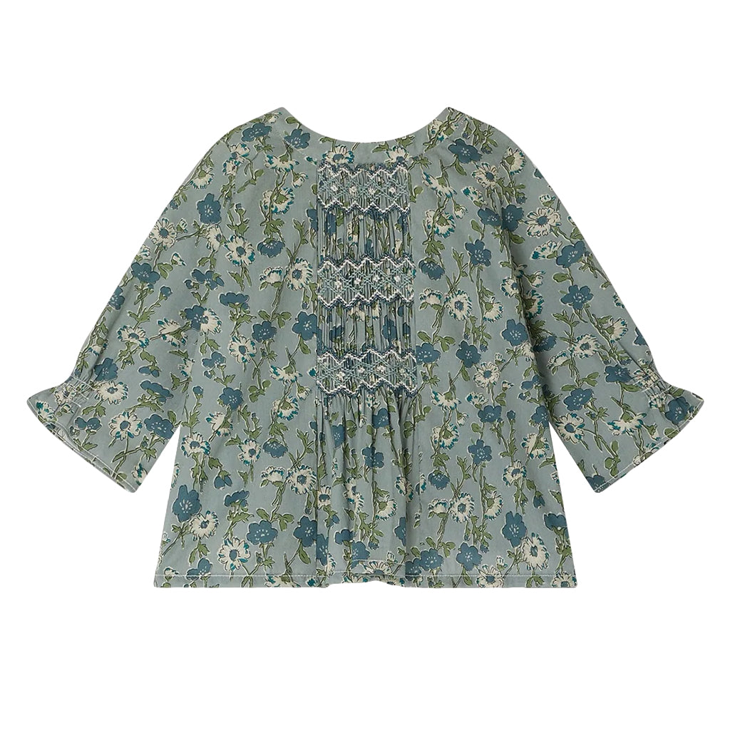 Bonpoint Baby Blissi Blouse Verdigris Green Floral Print