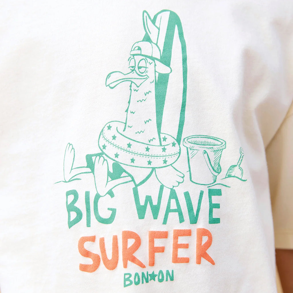 Bonton Child Livo T-shirt Big Wave Print Vanilla Cream