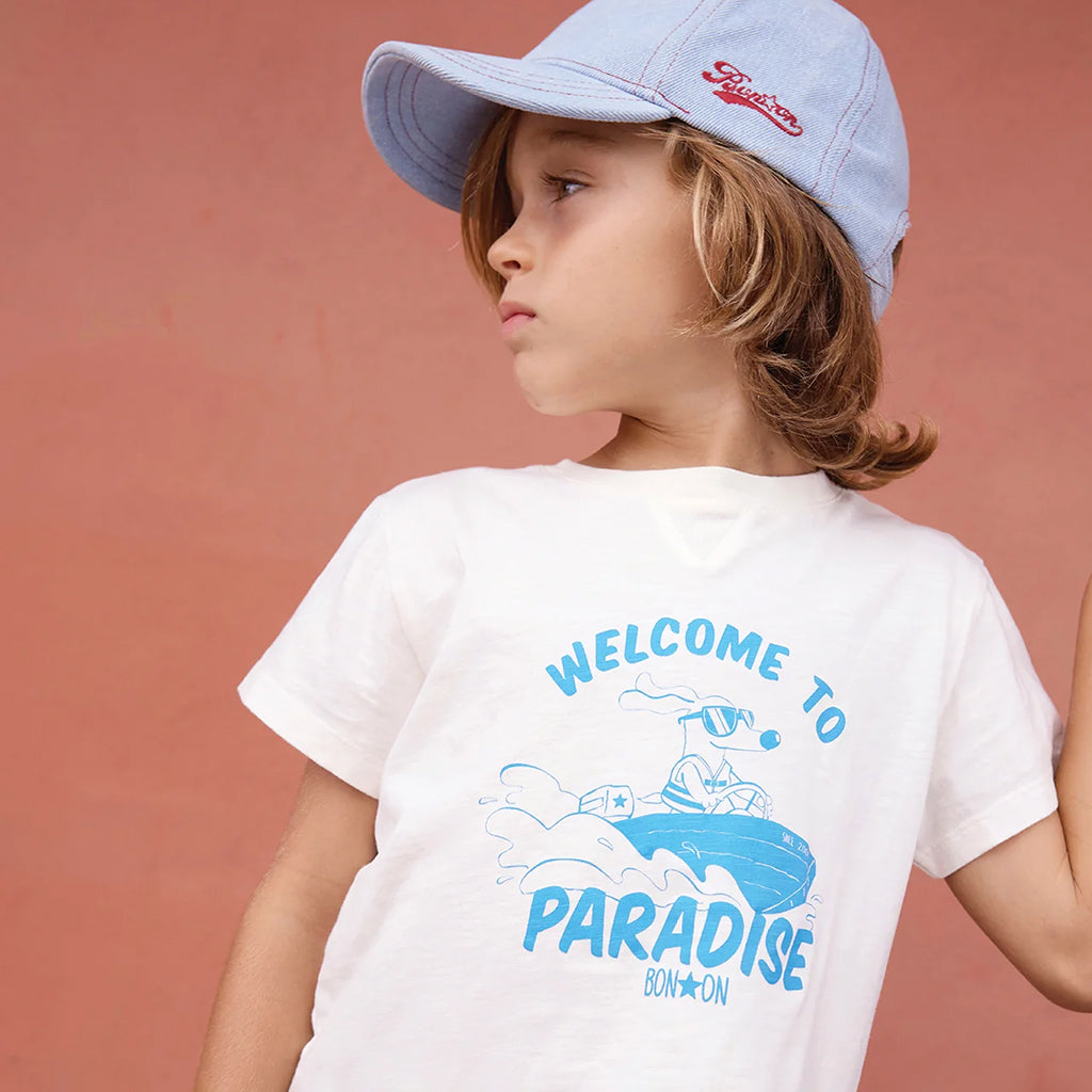 Bonton Child Lodestie T-shirt Paradi Print Ecru White