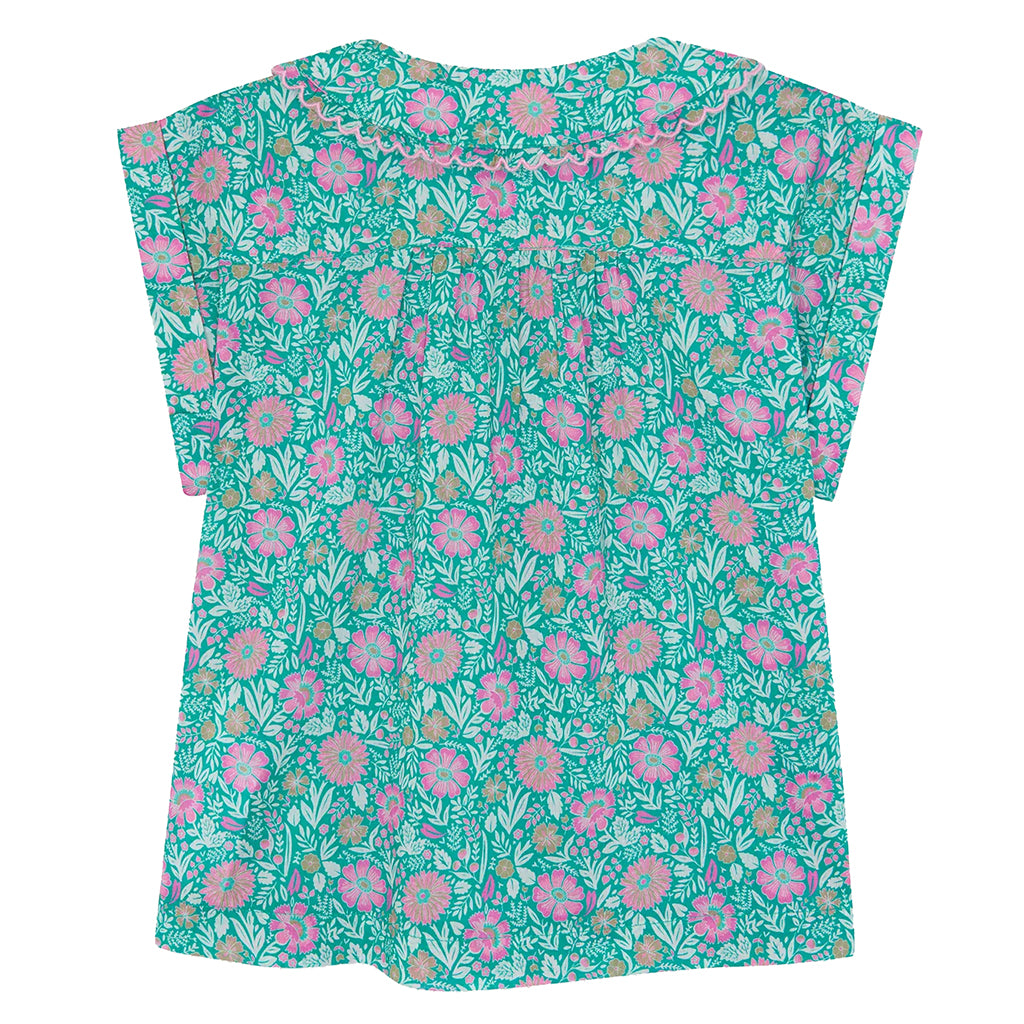 Bonton Child Lorelei Blouse Prelude Green Floral Print