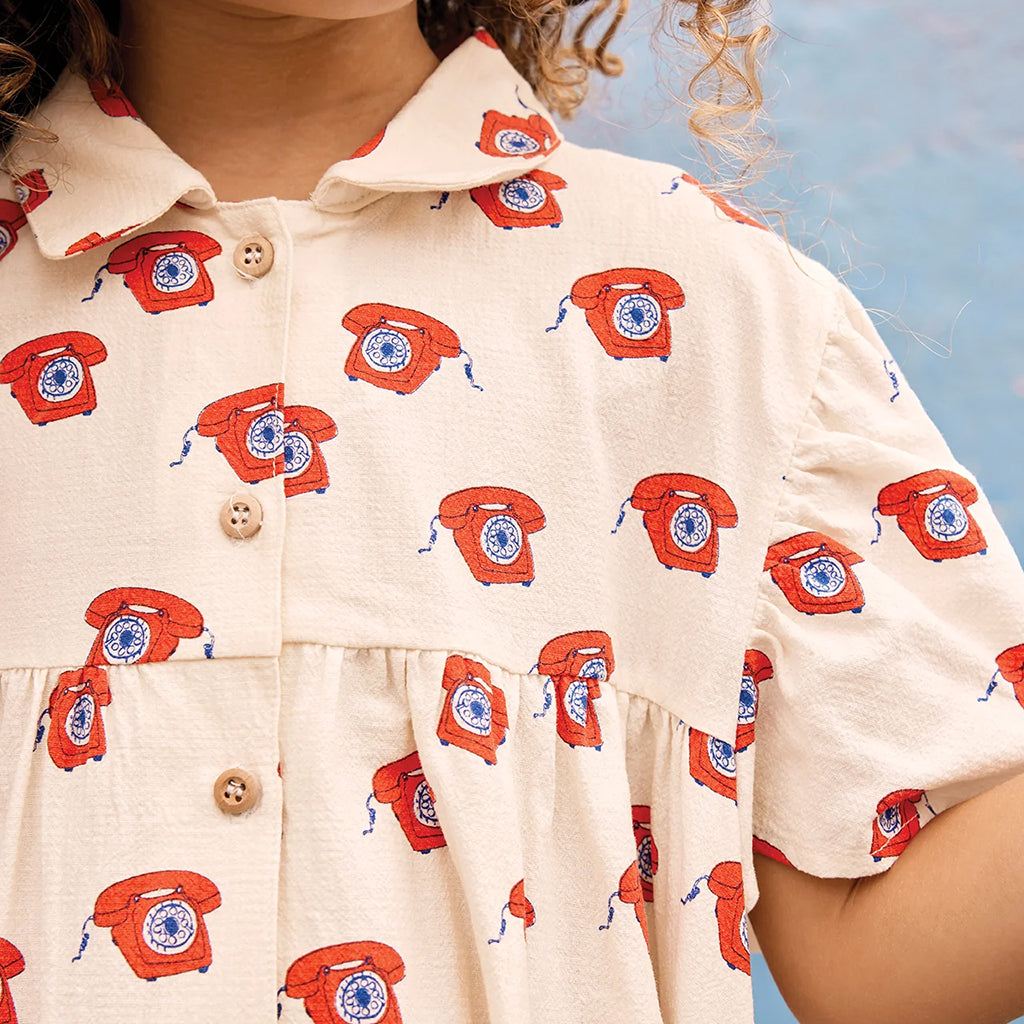 Bonton Child Lulu Dress Phone Print Cream