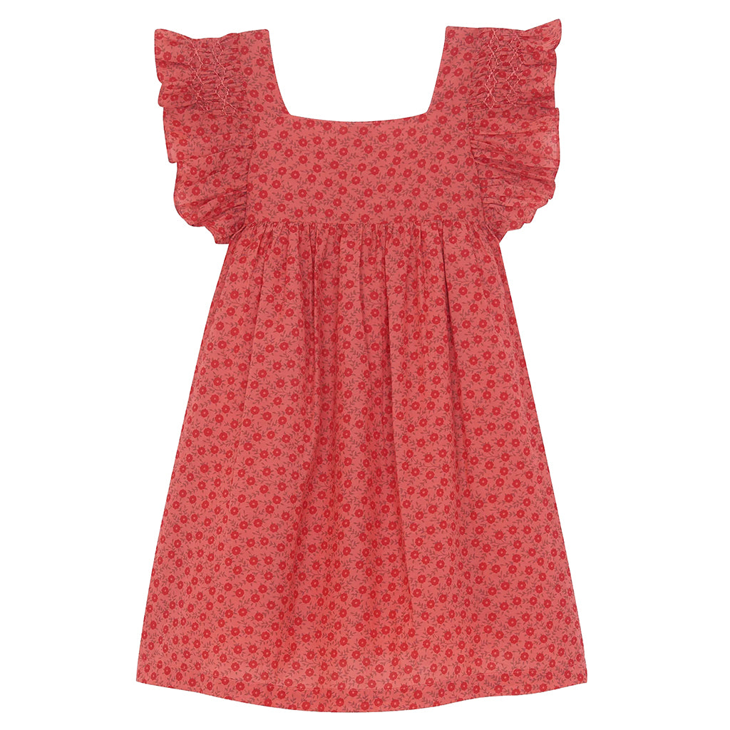 Bonton Child Nonna Dress Foulfeur Red Floral Print