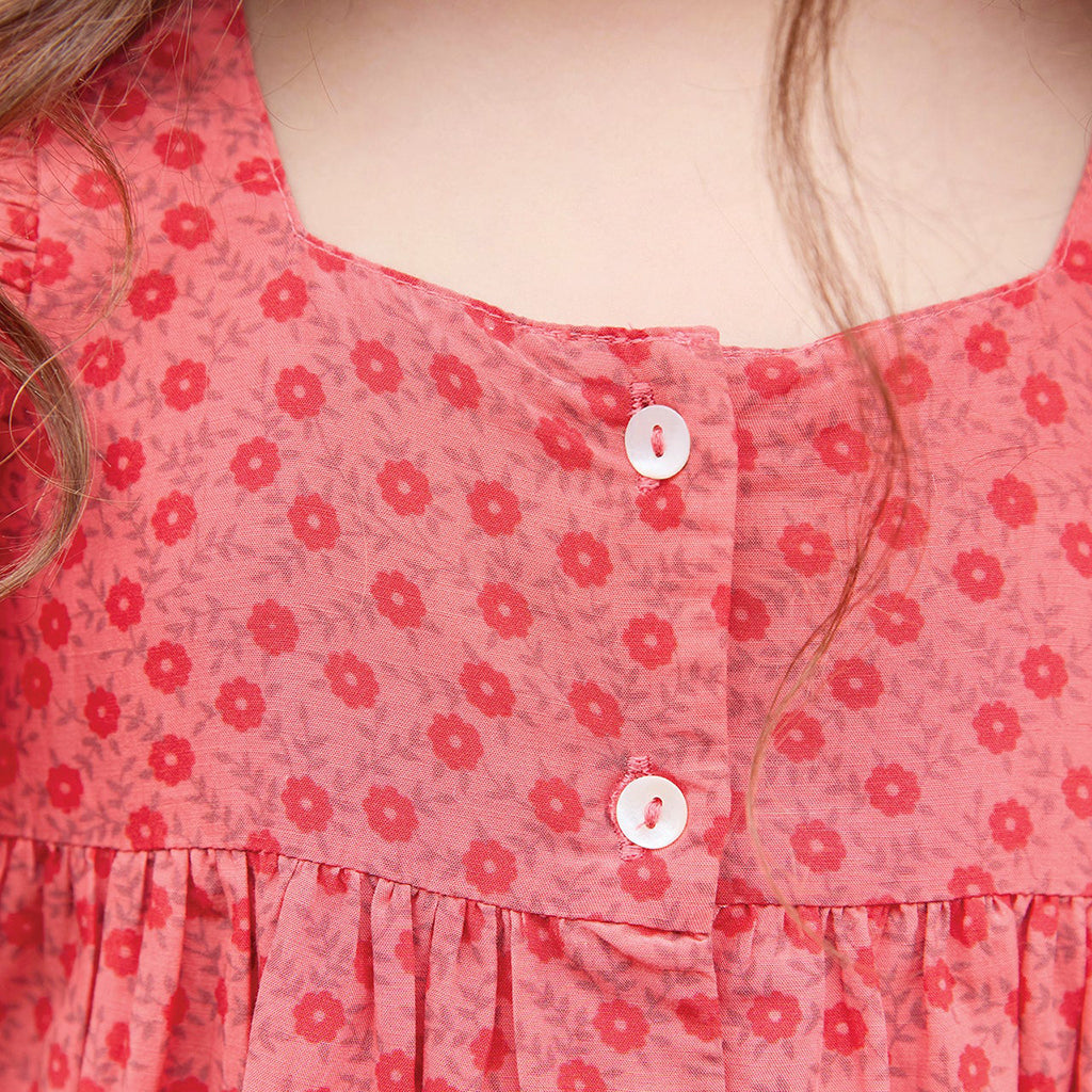 Bonton Child Nonna Dress Foulfeur Red Floral Print