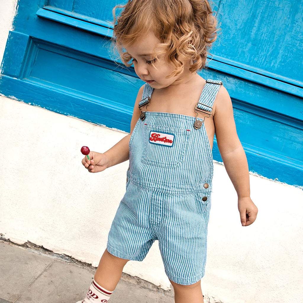 Bonton Baby Nice Short Overalls Oshkosh Blue Stripes
