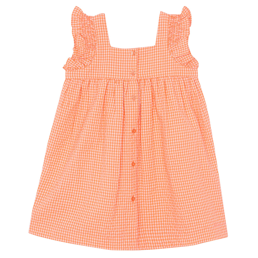 Bonton Child Nonna Dress Florescent Orange Gingham