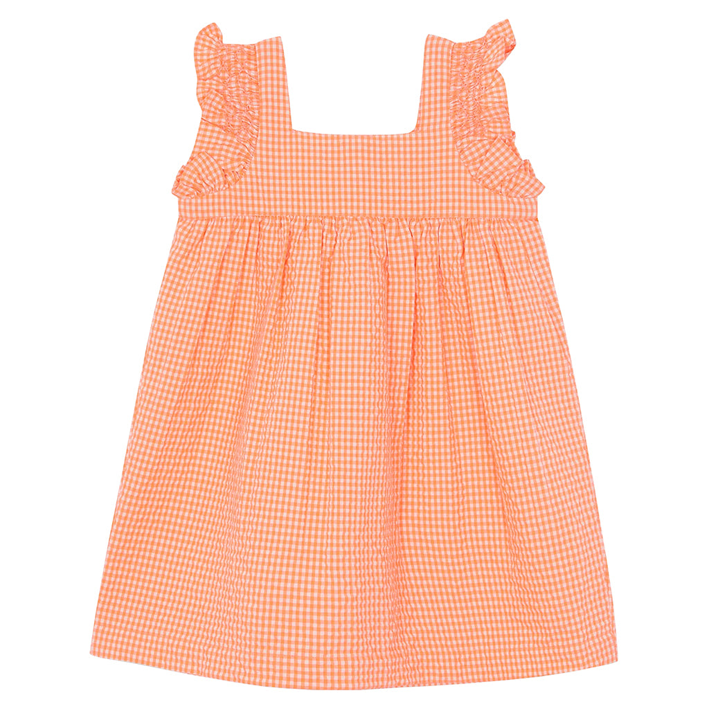 Bonton Child Nonna Dress Florescent Orange Gingham