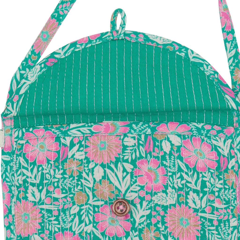 Bonton Child Leonie Quilted Mini Bag Prelude Green Floral Print