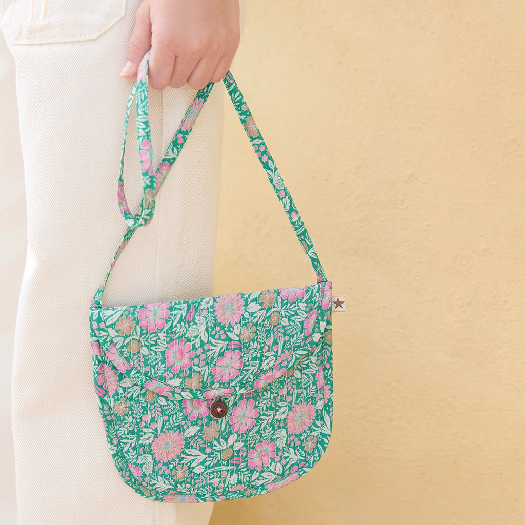Bonton Child Leonie Quilted Mini Bag Prelude Green Floral Print