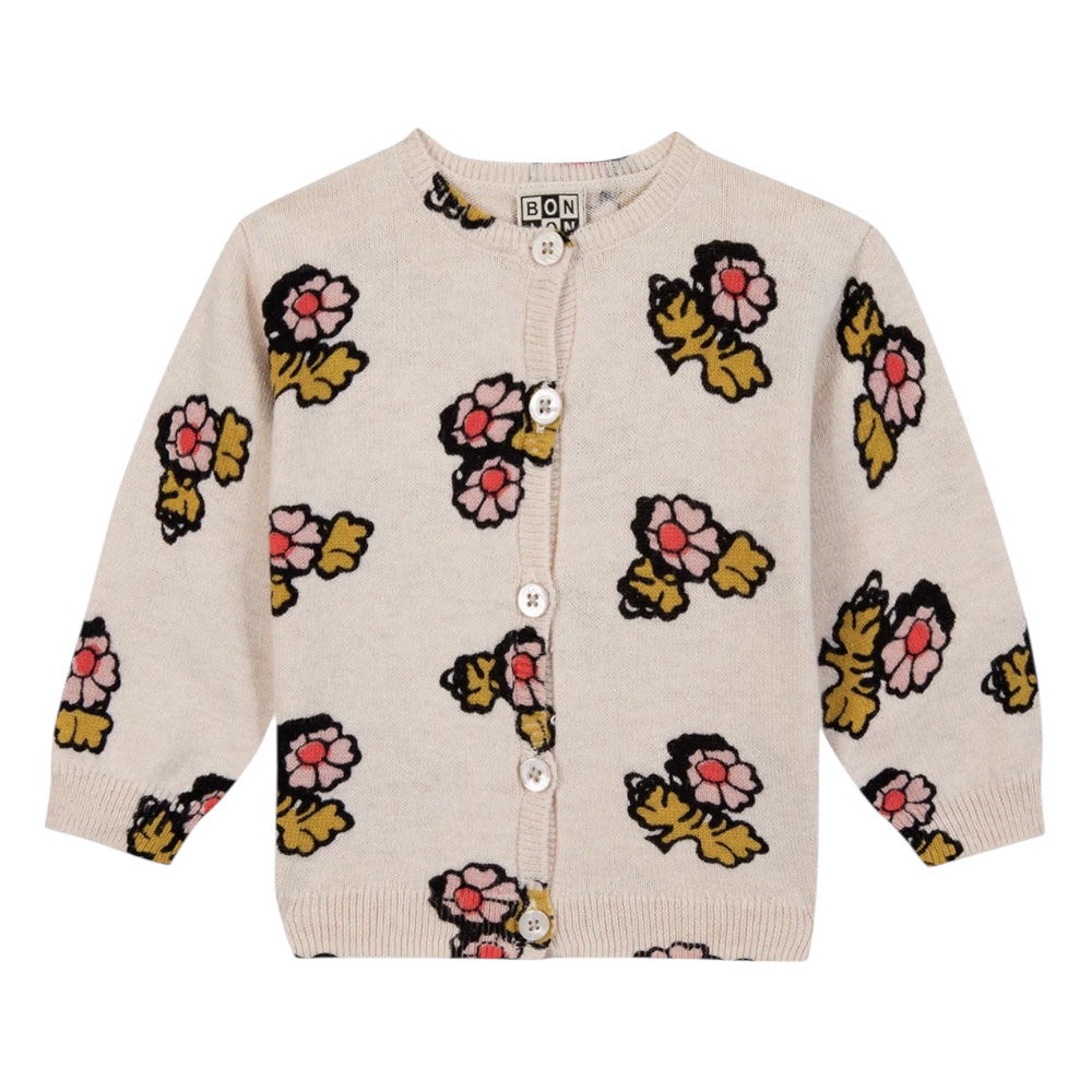Bonton Baby Lilet Cardigan Sheep Cream Floral Print