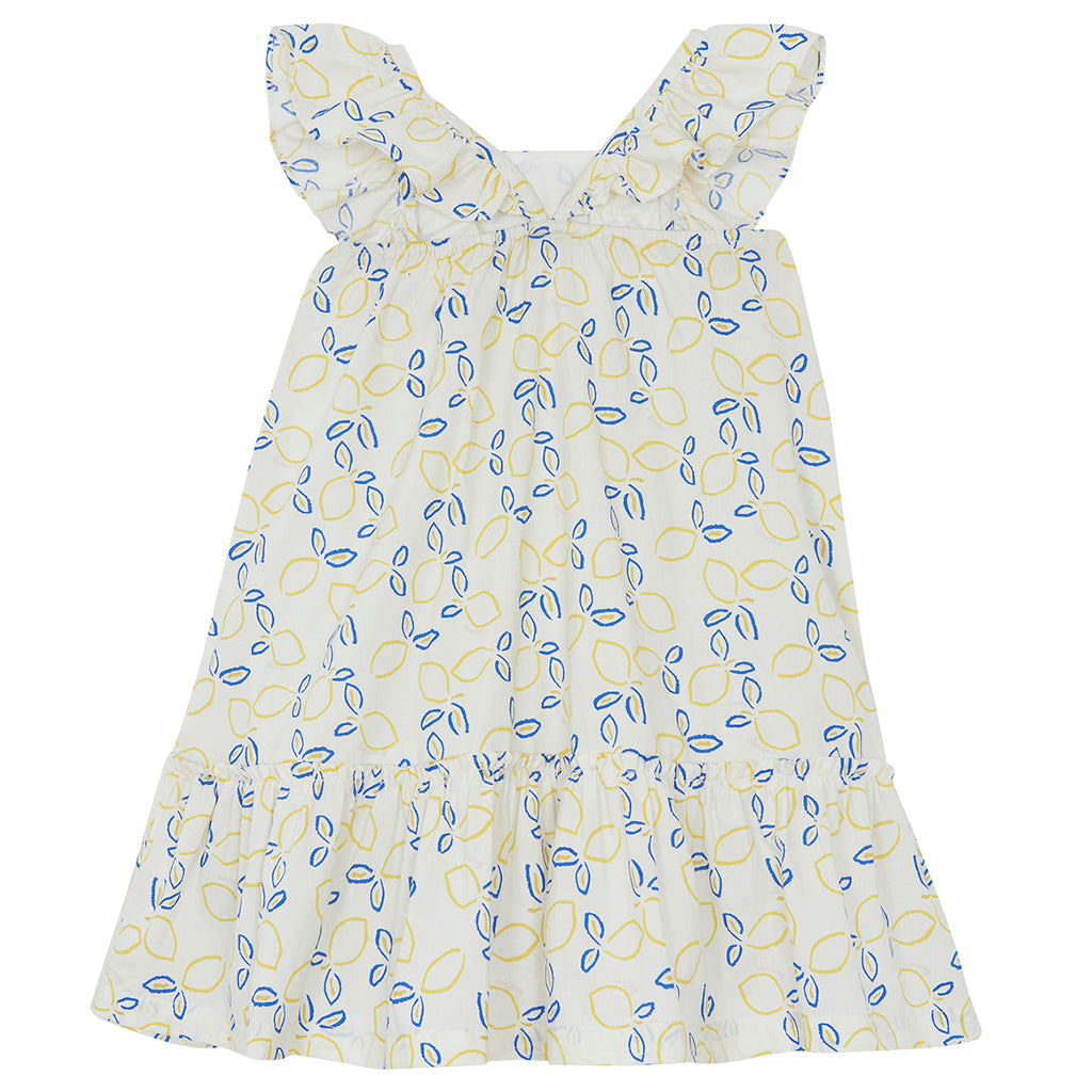 Bonton Child Girl Celia Dress Ecru White Lemon Print