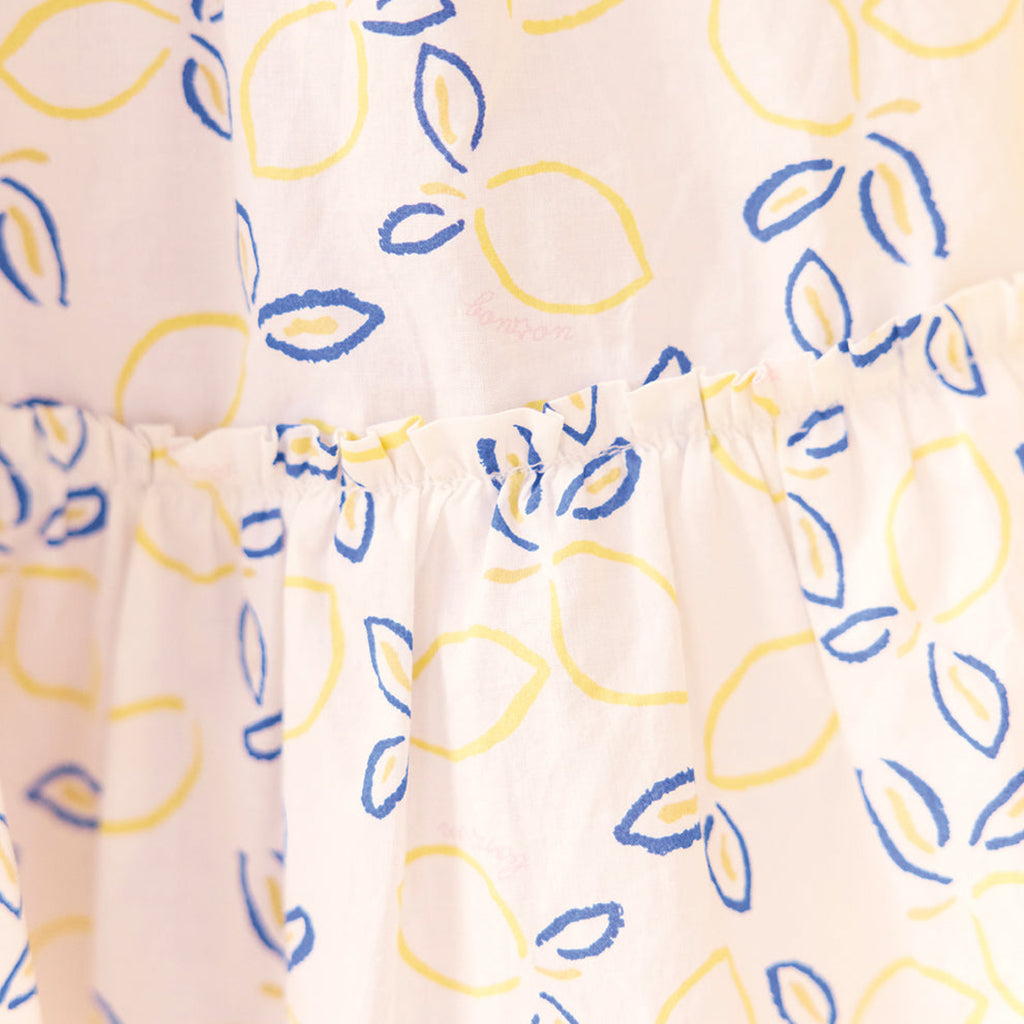 Bonton Child Girl Celia Dress Ecru White Lemon Print