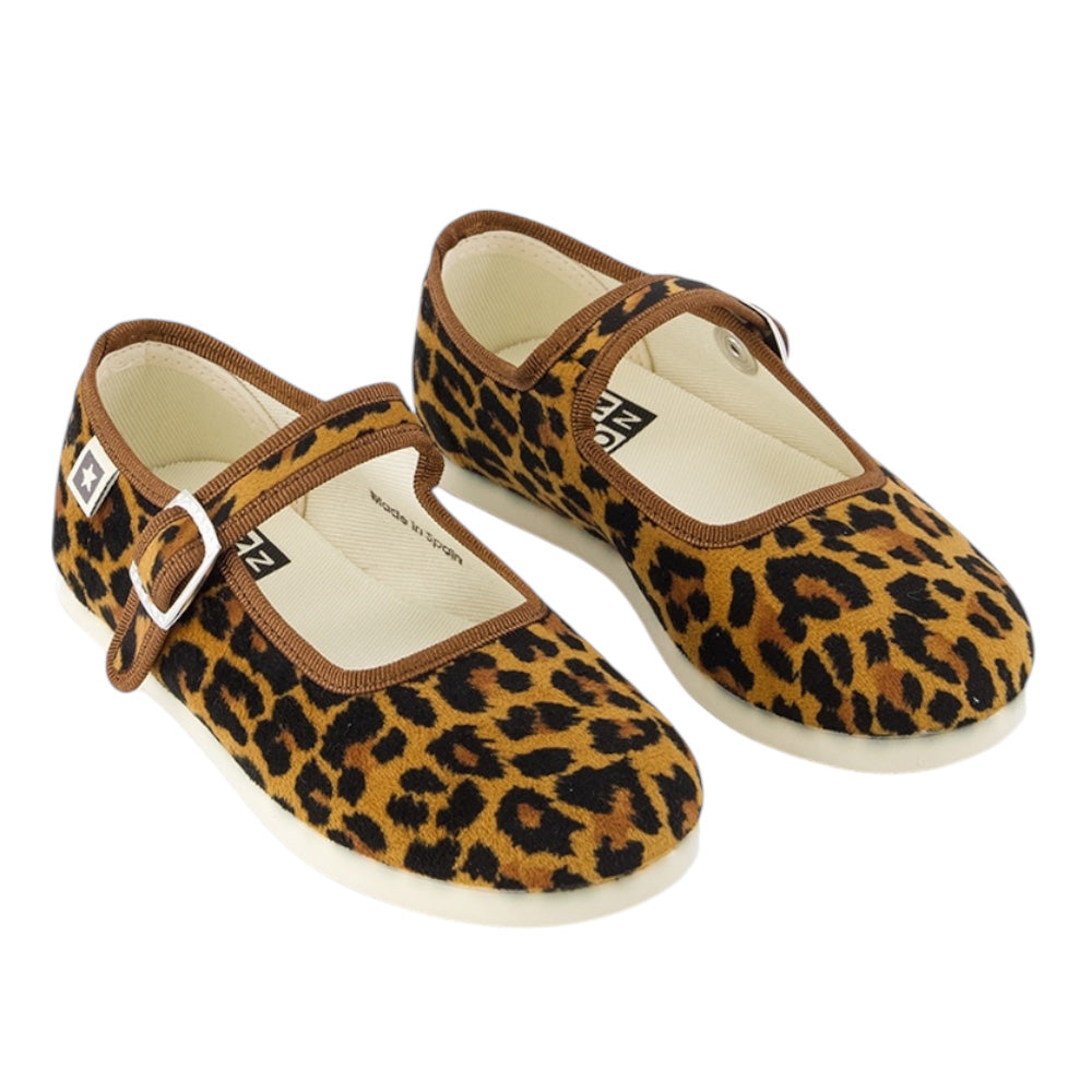 Bonton Child Jane Buckled Shoes Leopard Brown