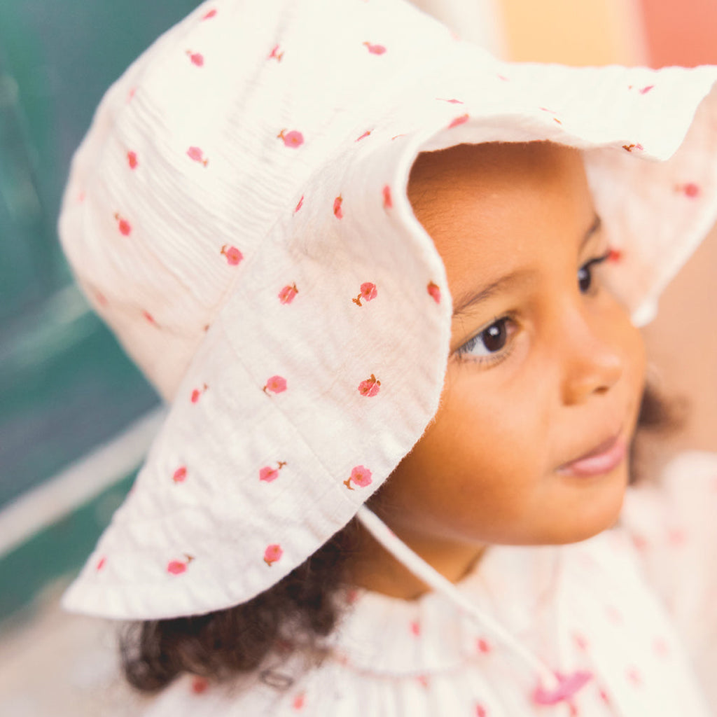 Bonton Child Girl Labobine Hat Ecru Cream Floral
