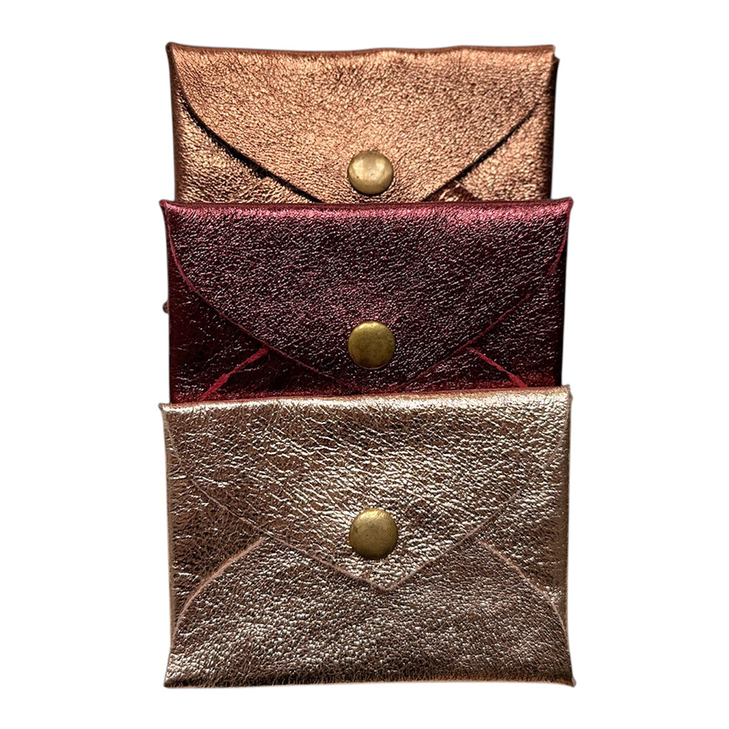 Bonton Child Leather Envelope Coin/Card Wallet Burgundy Red