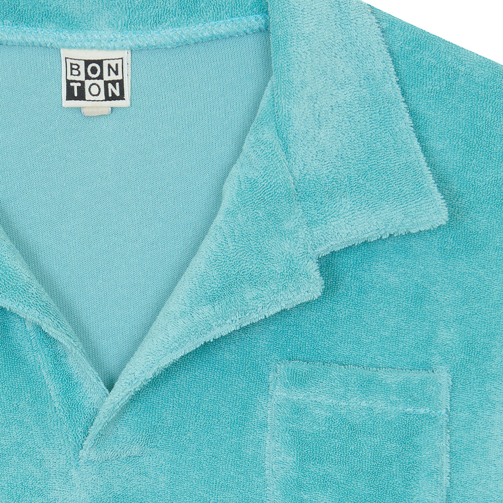 Bonton Child Boy Livio Terrycloth Polo T-shirt Blue Fish