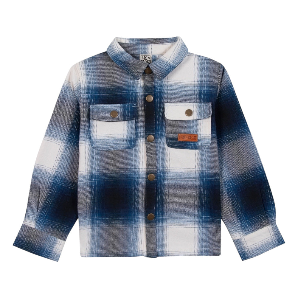Bonton Child Marseille Shirt Nordic Blue Plaid
