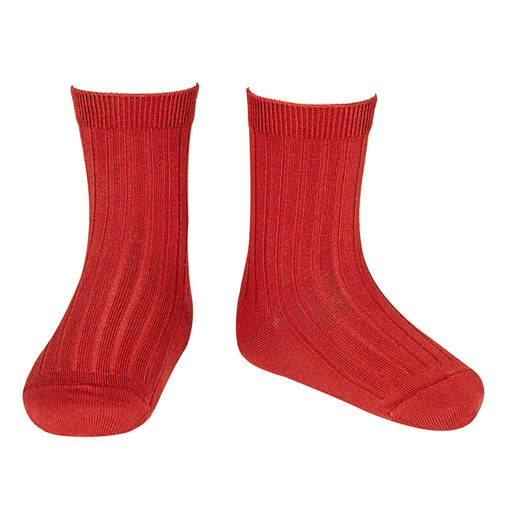 Condor Baby And Child Basic Rib Short Socks Red