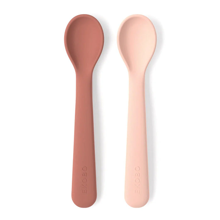 Ekobo Spoon Set Blush Pink and Terracotta Brown