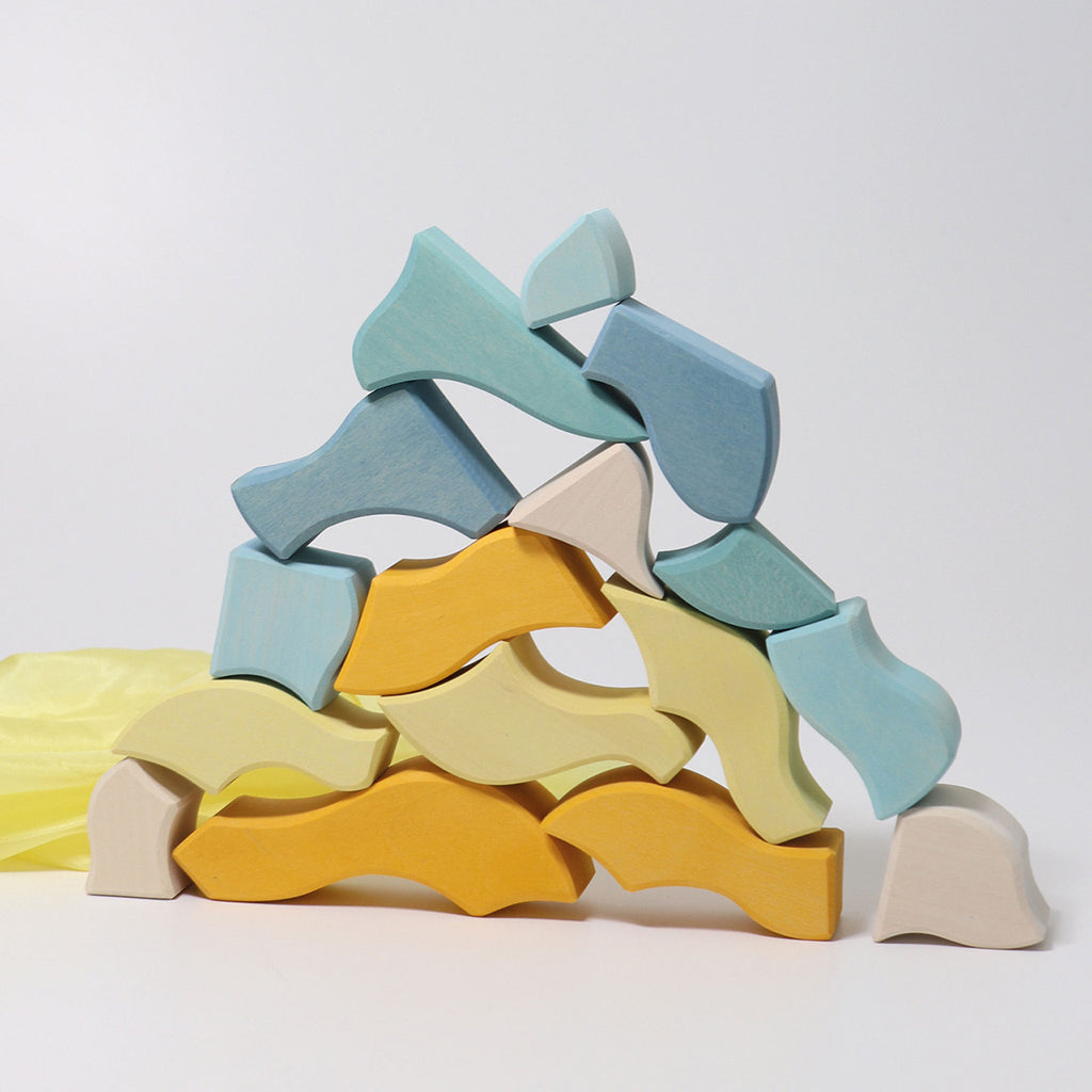 Grimm's 61 Piece Wooden Building Set Four Temperaments Multicoloured