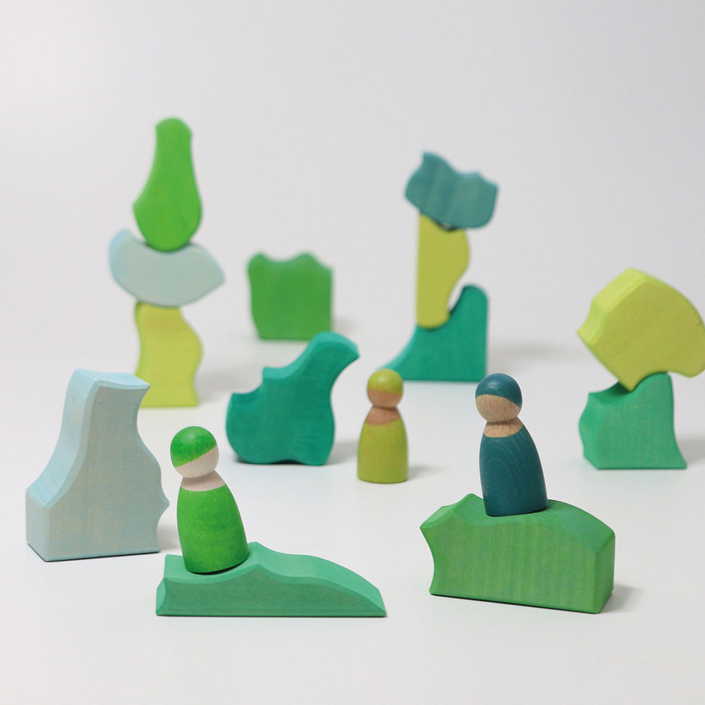 Grimm's 61 Piece Wooden Building Set Four Temperaments Multicoloured