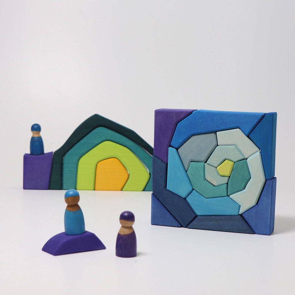 Grimm's 61 Piece Wooden Building Set Four Temperaments Multicoloured