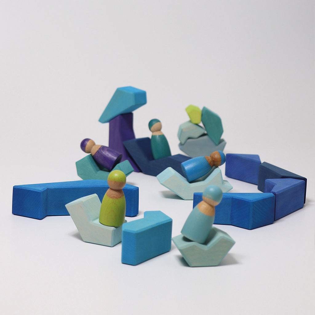 Grimm's 61 Piece Wooden Building Set Four Temperaments Multicoloured