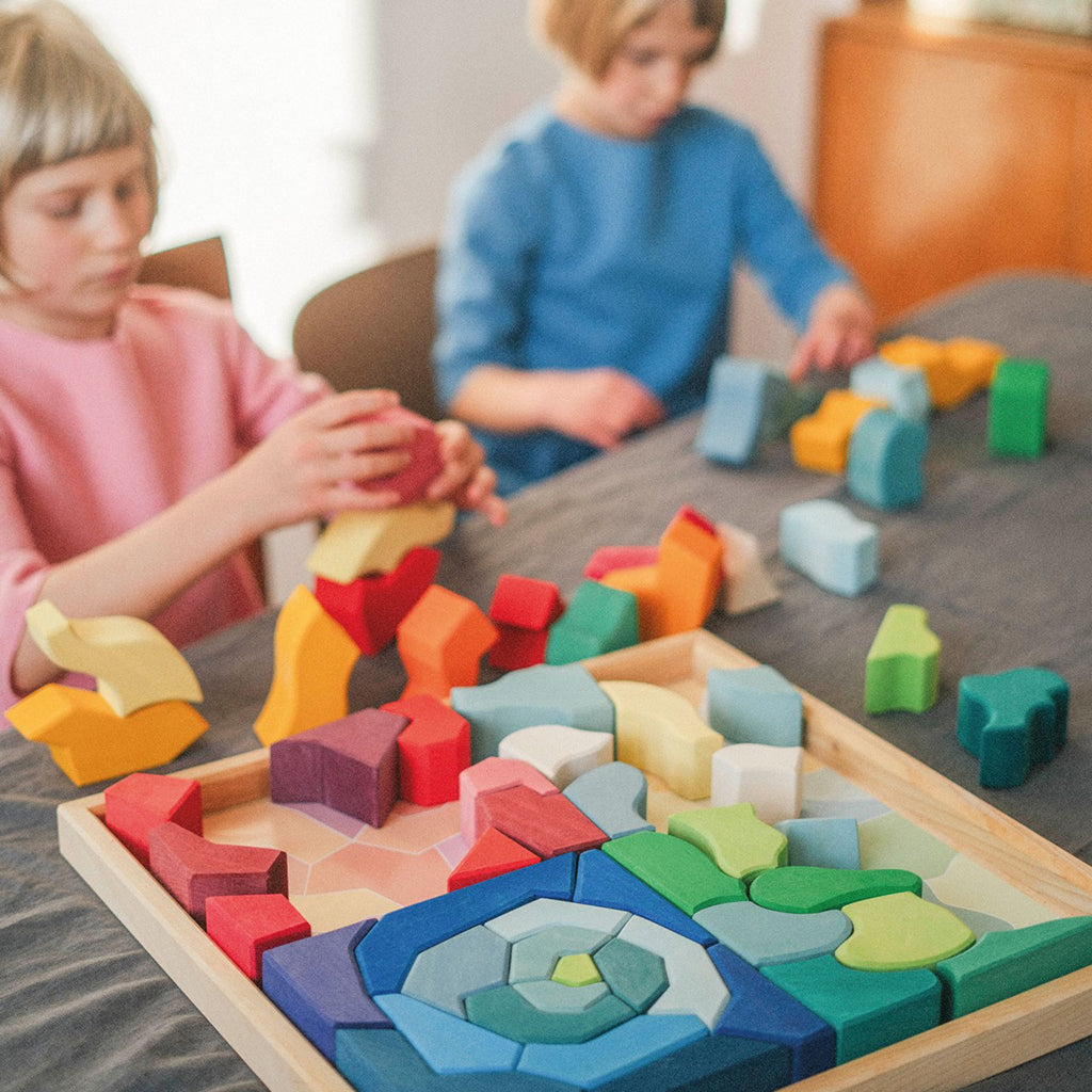 Grimm's 61 Piece Wooden Building Set Four Temperaments Multicoloured