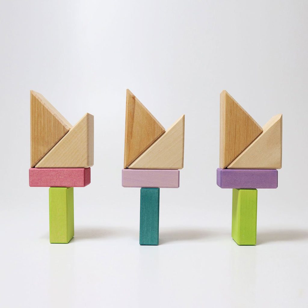 Grimm's 40 Piece Wooden Building Set Pastel Duo