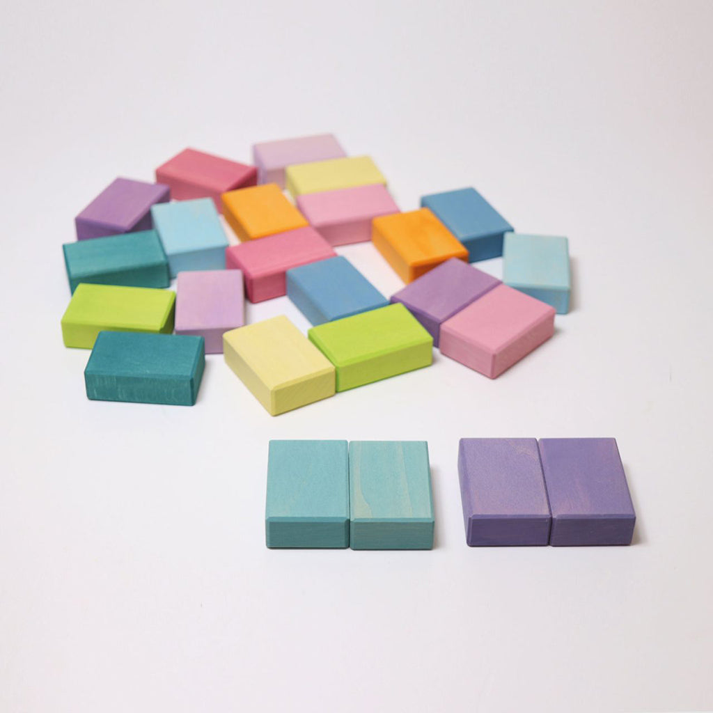 Grimm's 40 Piece Wooden Building Set Pastel Duo